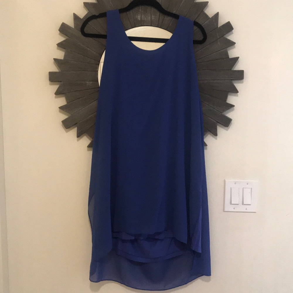 Blue Shift Dress with high low detail